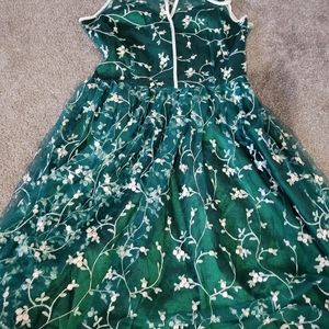 Voodoo vixen green floral medh overlay midi dress nwt